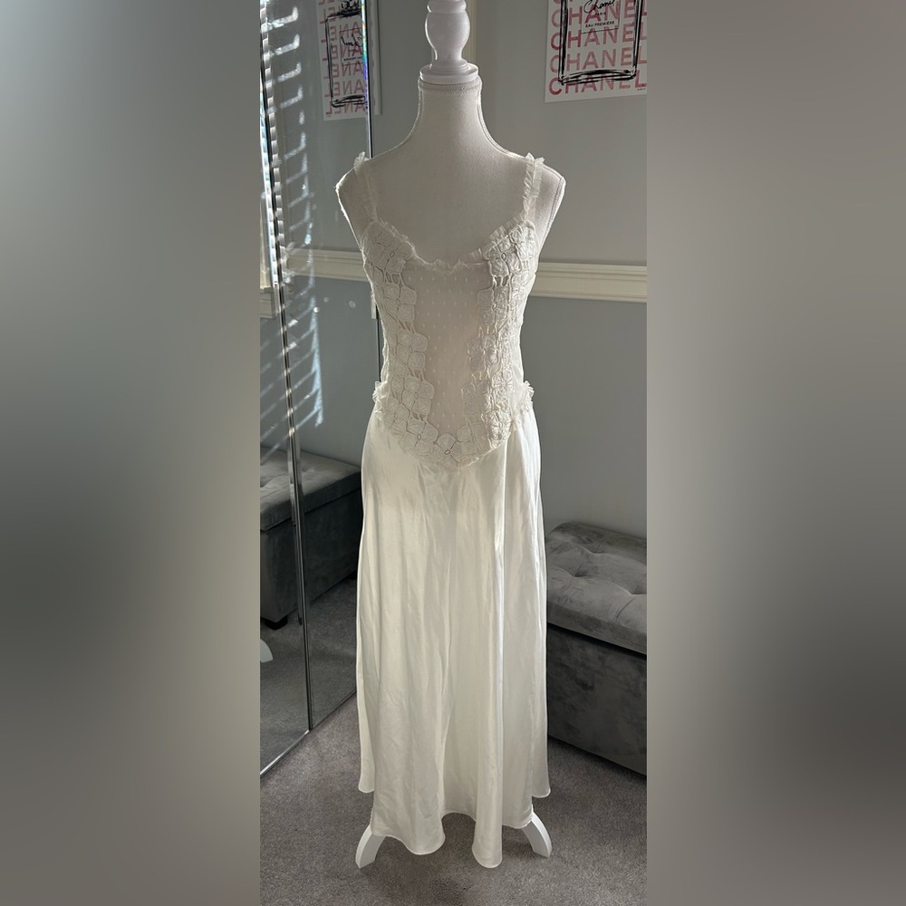 Elegant Bridal Flora Ivory Lace Slip Dress Size M